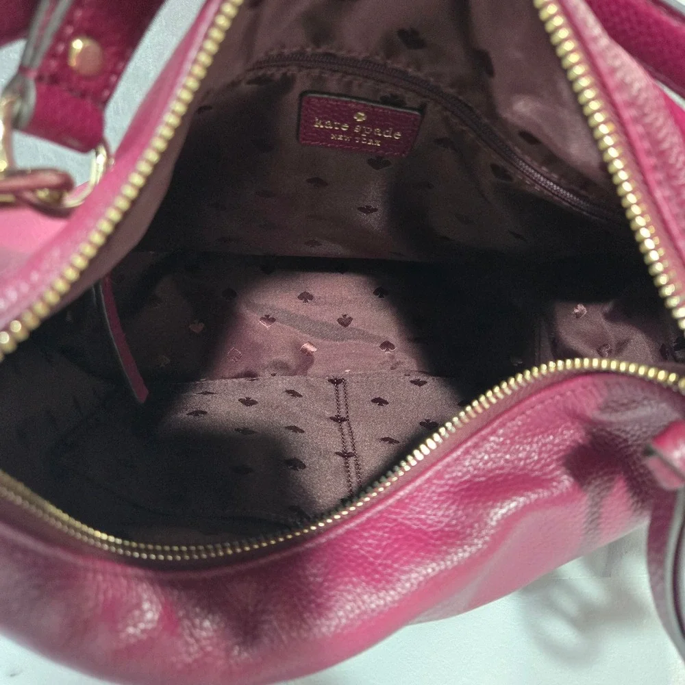 Kate Spade Mulberry Street Vivian Leather Hobo Bag Burgundy Shoulder Crossbody